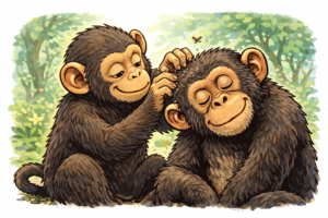 Dos primates en contacto tranquilo: señal de seguridad y regulación del sistema nervioso vegetativo