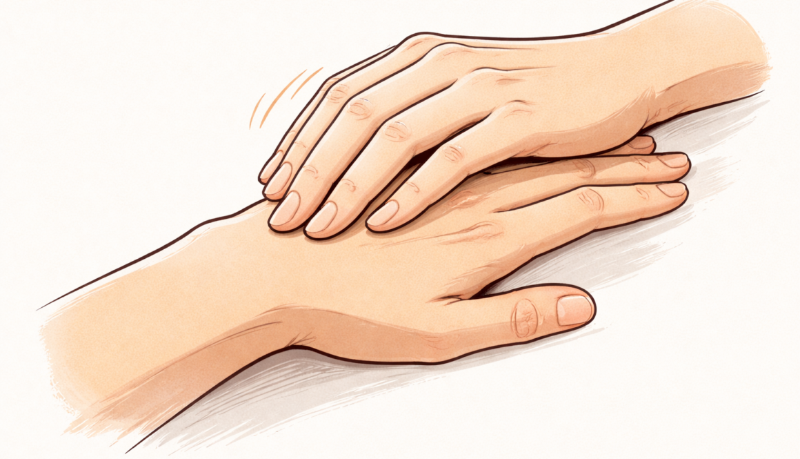 Die Hand streichelt den Handrücken der anderen