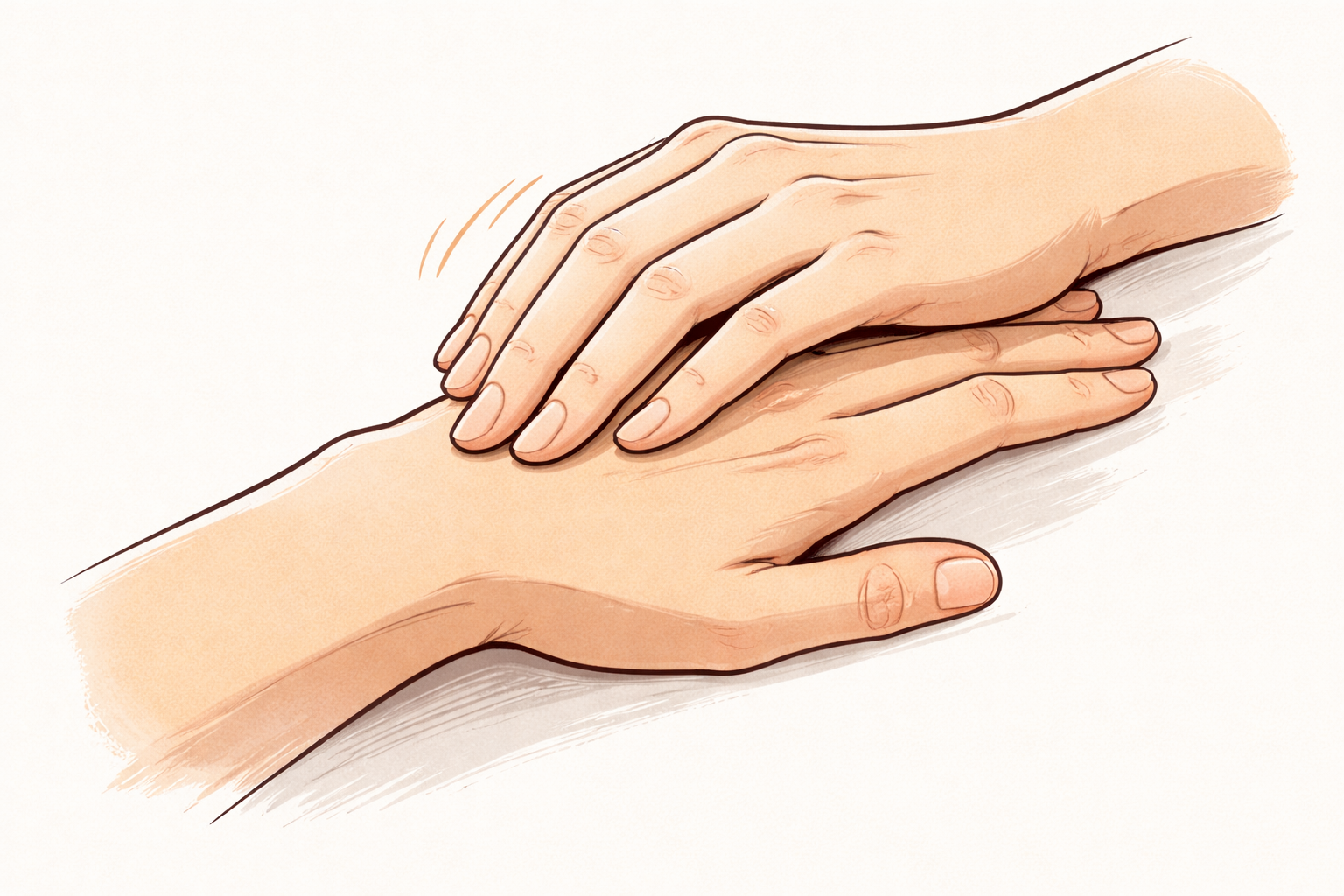 Die Hand streichelt den Handrücken der anderen