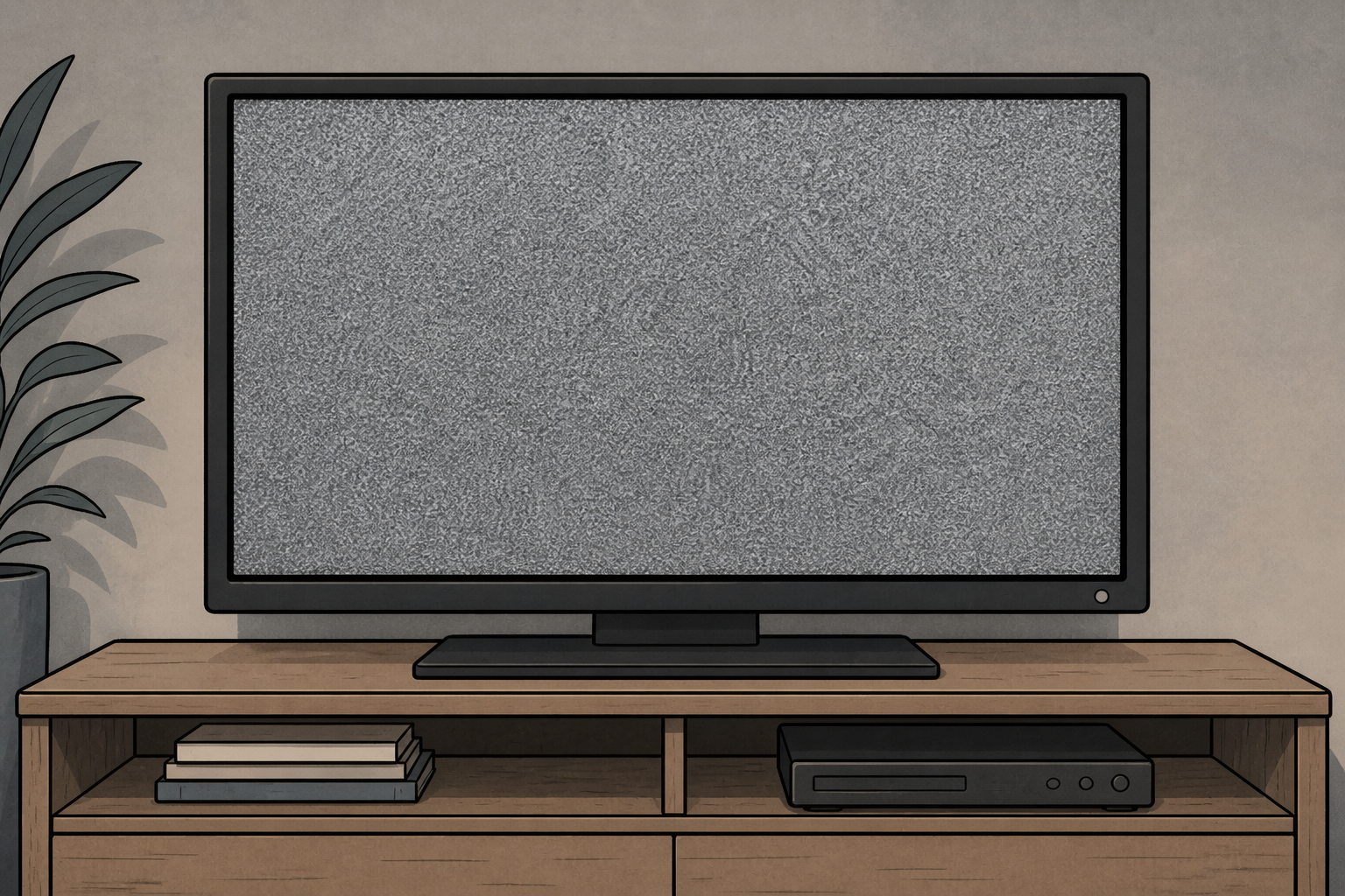 Fernseher mit grauem Bildschirm als Symbol für Depression ohne Traurigkeit und innere Leere