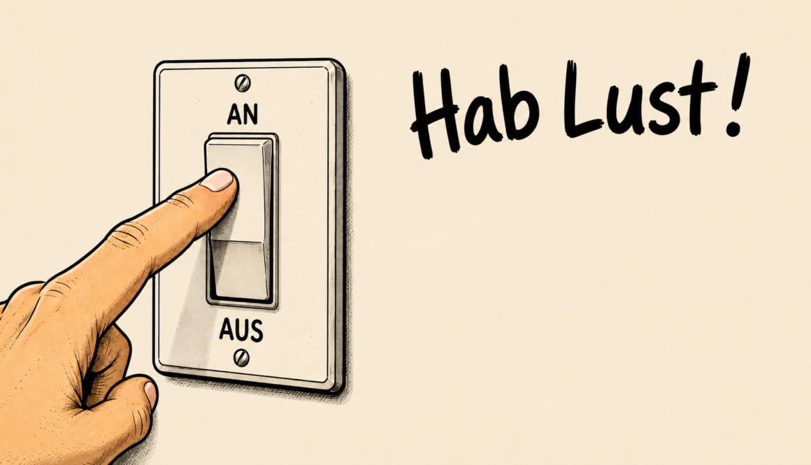 Comic eines Lichtschalters mit der Aufschrift „Hab Lust!“ – sexuelle Lust lässt sich nicht auf Knopfdruck einschalten.