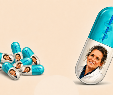 Placebo mit Praxislogo und Porträt von Dr. Ines Augele