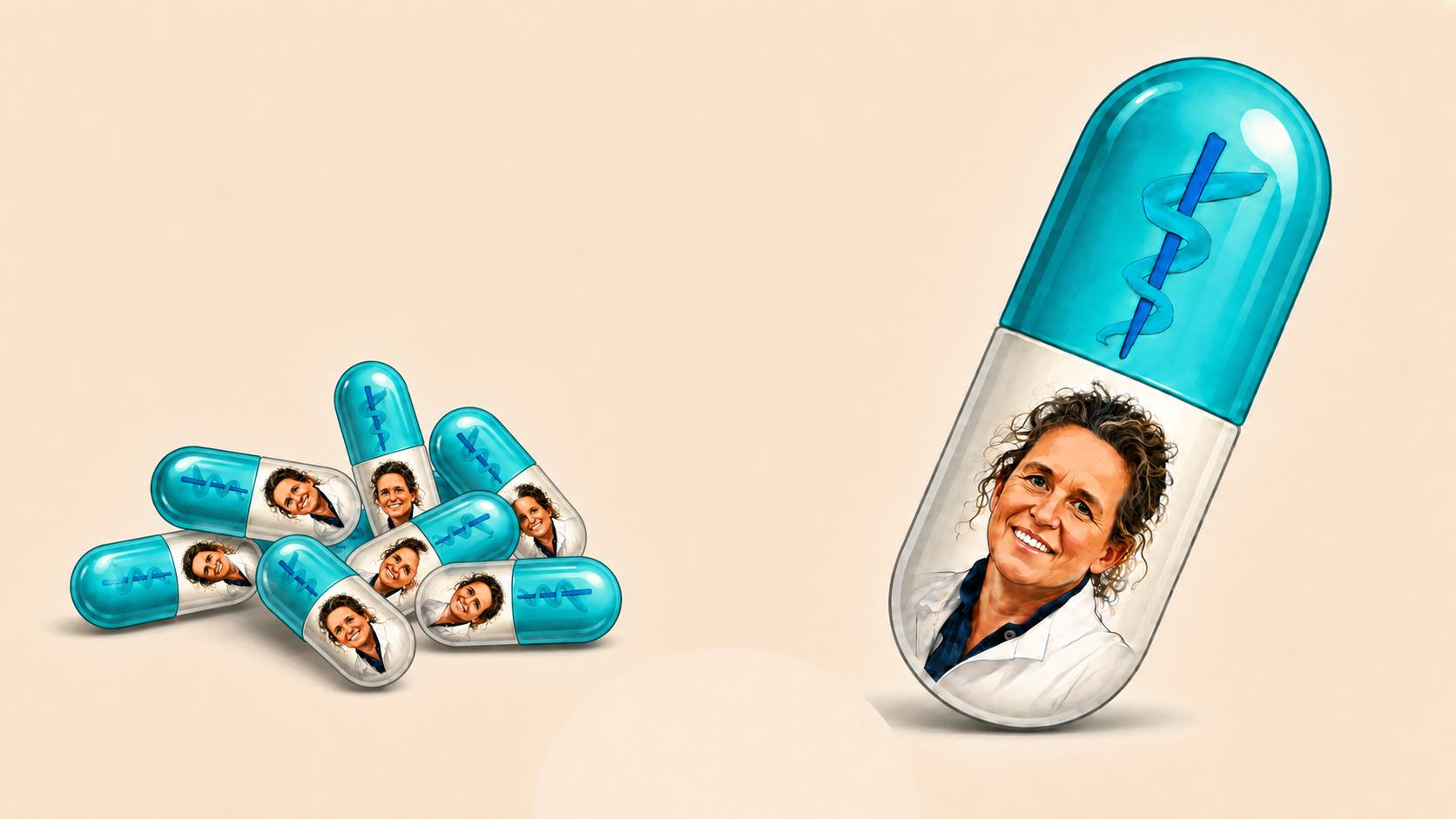 Placebo mit Praxislogo und Porträt von Dr. Ines Augele